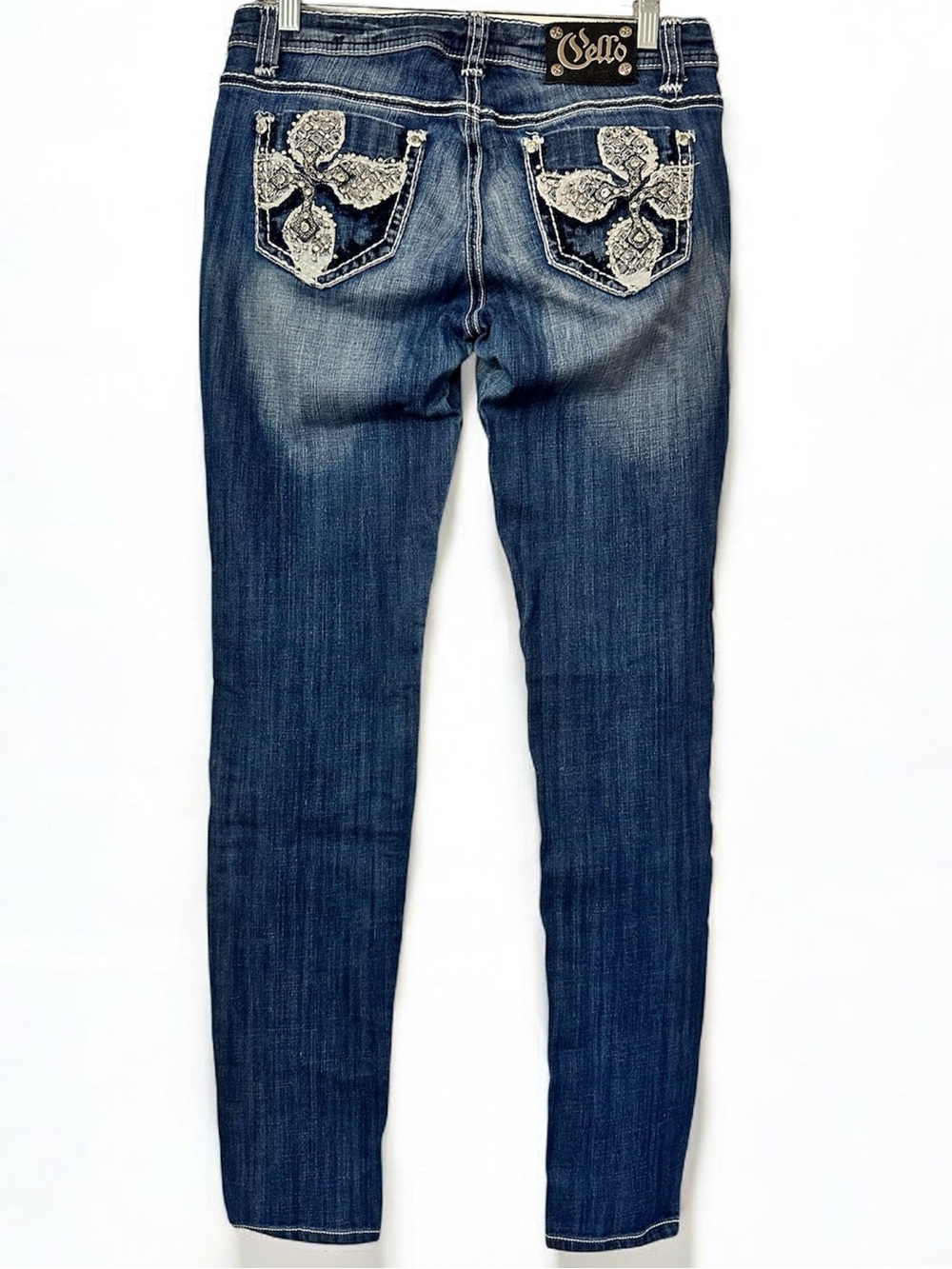 Cello Womens Dark Blue Embellished Pocket Size 7 Jeans